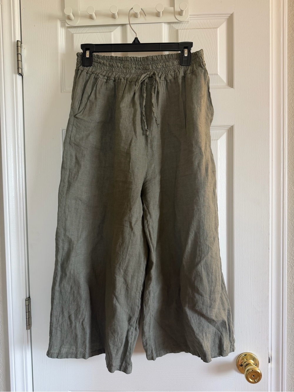 100% Linen Wide Leg Cropped Pant Made in Italy